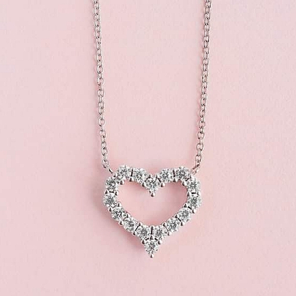 Heart Gemstone Necklace, 925 Sterling Silver Charmed Aroma Love Story - Picture 5 of 5